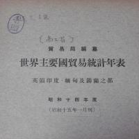 世界主要国貿易統計年表　「英領印度、緬甸及錫蘭之部」　昭和十四年度(貿易局編纂)