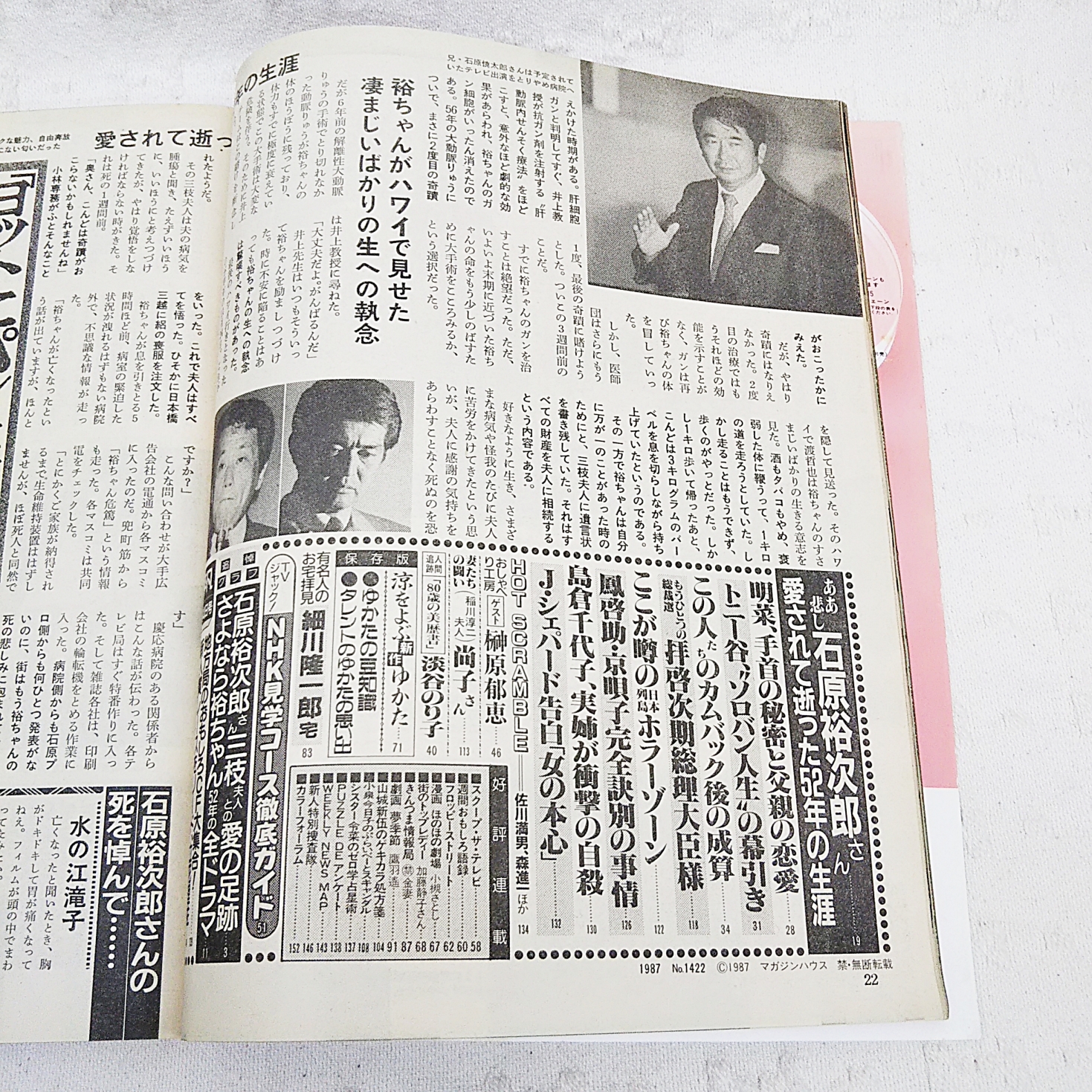 週刊平凡 巨星堕つ！ ああ石原裕次郎、52年の生涯！さようなら裕ちゃん