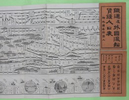 鉄道及外国汽船賃銭人口表 附外国名所図入