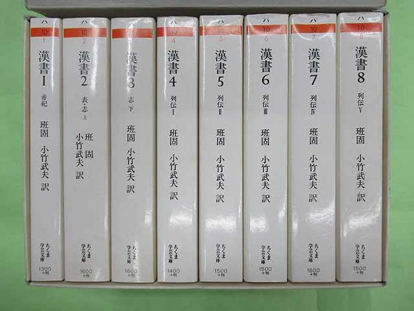 漢書 8冊揃1函入り ちくま学芸文庫(班固 函少切れ1ケ カバ薄ヤケ 本は