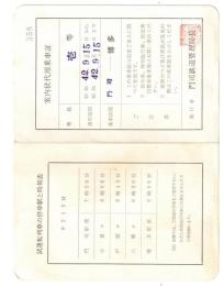 案内状代用乗車証　1等2等　鉄道友の会会員証等　門司博多間