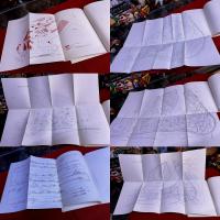 製鐵むかしがたり　（製鉄むかしがたり）　付図7葉付　（昭和38年現在の八幡製鉄所工場配置図　明治34年作業開始当時の八幡製鉄所　大正14年〃　昭和25年〃　昭和38年現在の戸畑製造所工場配置図　昭和25年の戸畑作業所　薄鋼板製造工程図）