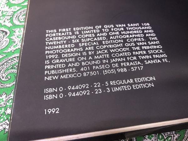 Gus Van Sant 108 Portraits ガス・ヴァン・サント 写真集 （1992年