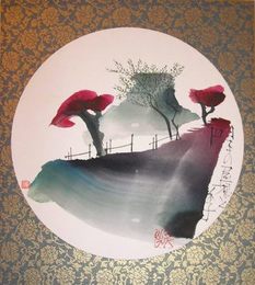 青沼茜雲　色紙　「日本の屋根と四季」