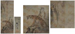 近藤樵仙画幅（マクリ）　猛虎ショウ瀑之図　1枚