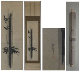 狩野伊川院法眼画幅　竹二白雀　一幅（三幅ノ内）