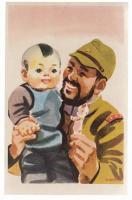 H.AKIYOSI　戦前絵葉書5枚　軍事郵便