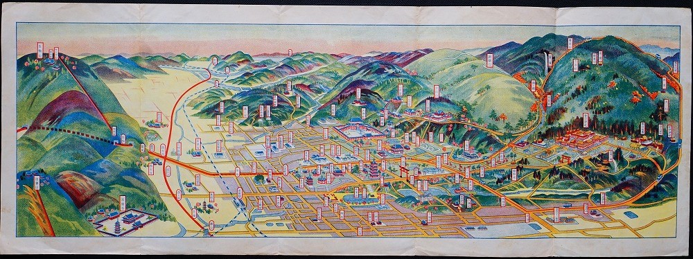 明治23年　河村音松　「奈良名所細見図」戦前　古書　古地図 明治23年河村音松「奈良名所細見図」戦前古書古地図