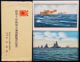 昭和十一年特別大演習観艦式記念絵葉書2枚　袋付き