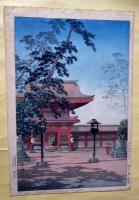 土佐光逸 木版画　「箱崎八幡宮」
