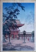 土佐光逸 木版画　「箱崎八幡宮」
