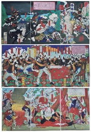 鹿児島戦記画帖　1帖　芳年・永濯ほか　3枚続33組　100枚
