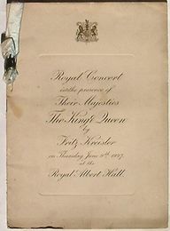 Royal Concert in the presence of Their Majesties The King & Queen by Fritz Kreisler(英文)　クライスラー ロイヤルコンサートプログラム