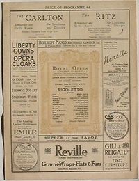 ロンドン演奏会・劇場・名店案内パンフレット　1927年6月　ロイヤルオペラ リゴレットほか