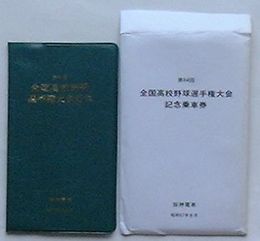 阪神電車 第64回全国高校野球選手権大会記念乗車券　昭和57年8月　甲子園駅