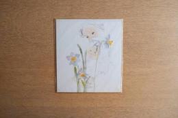 いわさきちひろ 色紙「母と子と水仙」［印刷］