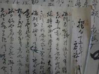 倉田松濤筆蕪村句画軸（菜の花や鯨も与羅ず海暮礼ぬ）ほか倉田関係句会同人俳画マクリ等一括（軸二本＋マクリ１6枚）　明治16年ごろ