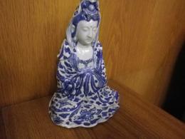 藍九谷　葉衣観音像（八幡清水山松原新助窯木田作松作とおもわれる）