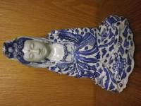 藍九谷　葉衣観音像（八幡清水山松原新助窯木田作松作とおもわれる）