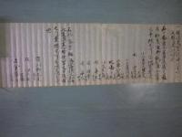 小笠原流折敷硯　継紙　18ｘ260ｃｍ　諸身分硯図入（身分による筆・小刀・炭・水滴などの配置のちがい図）