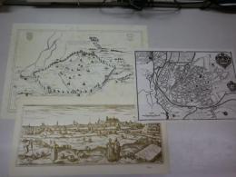 Bourges（フランス＝ブールジュ）古都市図（1567・1561・1705）複製三種三枚