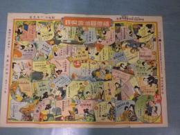 （昭和11年佐賀神埼町商店すごろく）福徳円満寿呉録　※彩色美図案38店広告入