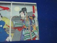 芝居錦絵　「瓢軍談？　久吉　矢作橋上」