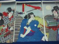 芝居錦絵　「瓢軍談？　久吉　矢作橋上」