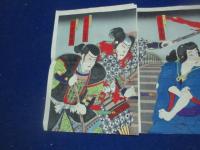 芝居錦絵　「瓢軍談？　久吉　矢作橋上」