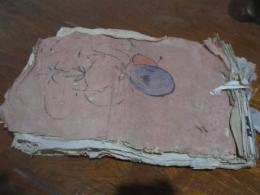 明治末頃？　本郷小学校六年　長岡？子嬢　図画綴じこみ帖