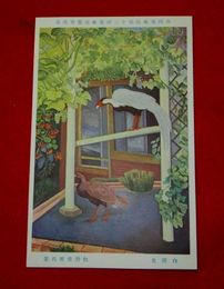 牧野虎雄　白閑鳥　帝國美術院第12回美術展覧会（絵葉書）1枚