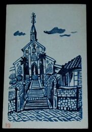木版画　長崎　大浦天主堂（絵葉書）1枚
