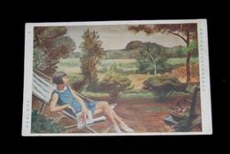耳野卯三郎　庭にて　第15回帝国美術院展覧会（絵葉書）1枚
