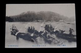 山口下関　小門の夜焚漁舟（絵葉書）1枚