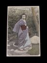 手彩色　和服美人（絵葉書）1枚