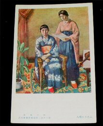 田口省吾　ふたりの楽人　第16回二科美術展覧会（絵葉書）1枚