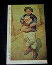 松田文雄　猫を抱く小孩　第4回文部省美術展覧会（絵葉書）1枚