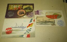 進水式紀念絵葉書　軍艦利根（絵葉書）3枚