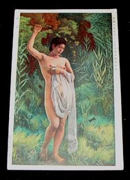 鹿子木不倒山人　浴女　帝國美術院第15回美術展覧会（絵葉書）1枚