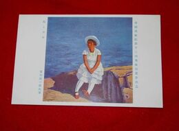 富田温一郎　海と少女　帝國美術院第12回美術展覧会（絵葉書）1枚