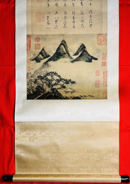 【オンライン限定商品】  掛け軸 （米芾《春山瑞松图》，乾隆御览之宝） 米芾：春山瑞松図 書