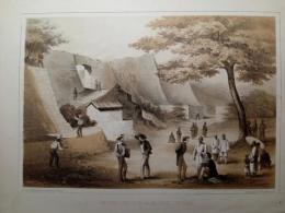 『ペリー提督日本遠征記』石版画　「中城の古城跡　琉球」
