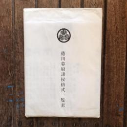 徳川幕府諸候格式一覧表 (慶應年間排列)