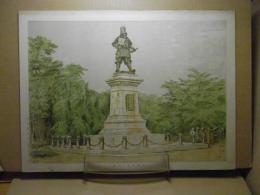 津軽為信公銅像　＜石版＞　（弘前公園） 青森県画譜：昭和8年