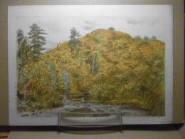 中野山の紅葉　＜多色石版＞　（旧山形村：現黒石市） 青森県画譜：昭和8年