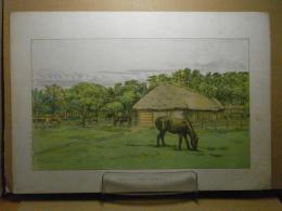 牧場風景　＜多色石板＞（上北郡三沢村広沢牧場） 青森県画譜：昭和9年