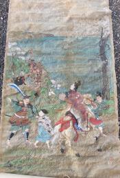 武者絵　　絹本　　源頼朝　　　　まくり　　　