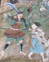 武者絵　　絹本　　源義家　　　　まくり　　　