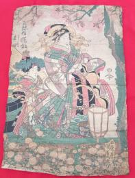 五渡亭国貞の美人画の木版画　　