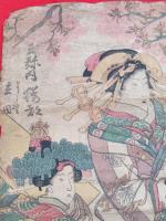 五渡亭国貞の美人画の木版画　　